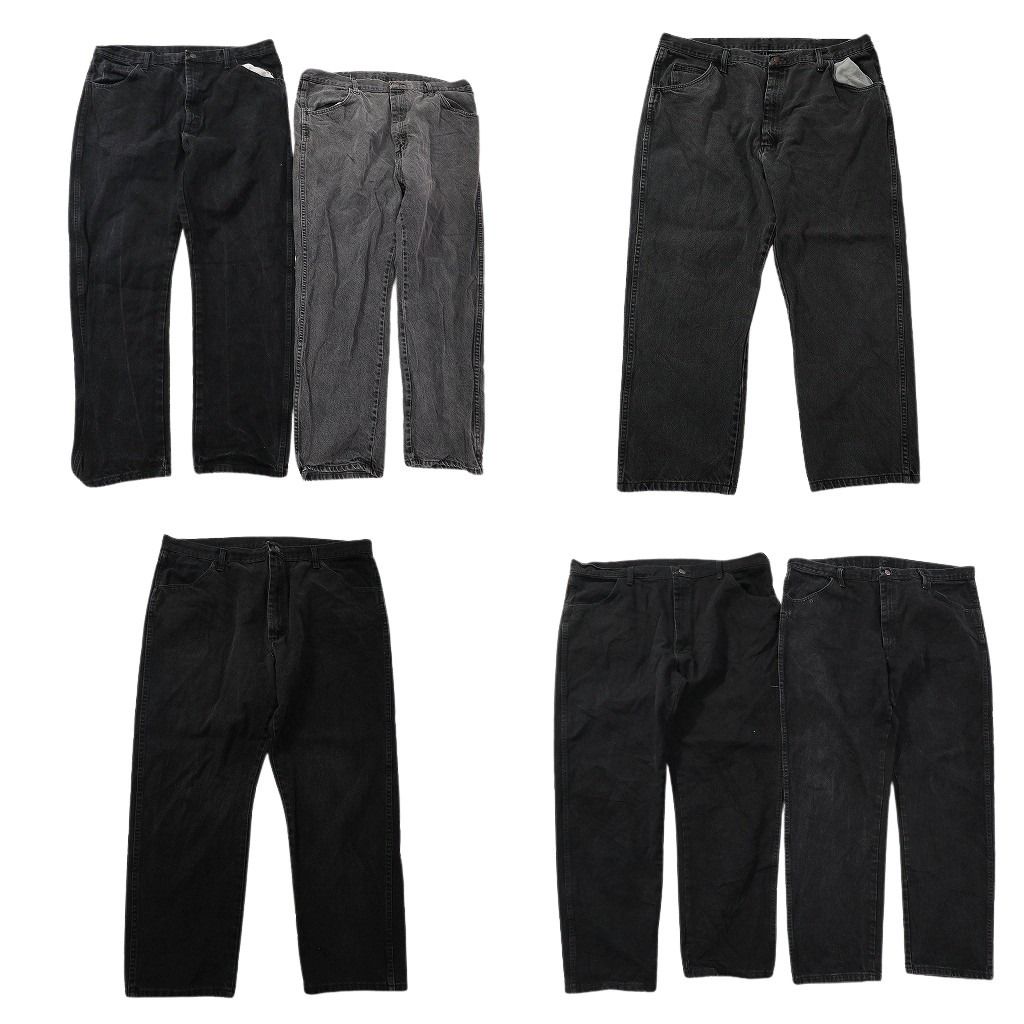 古着卸 RUSTLER ラスラー ブラックデニム パンツ セット メンズ 40 42 アメカジ グレー 古着 ND 0801