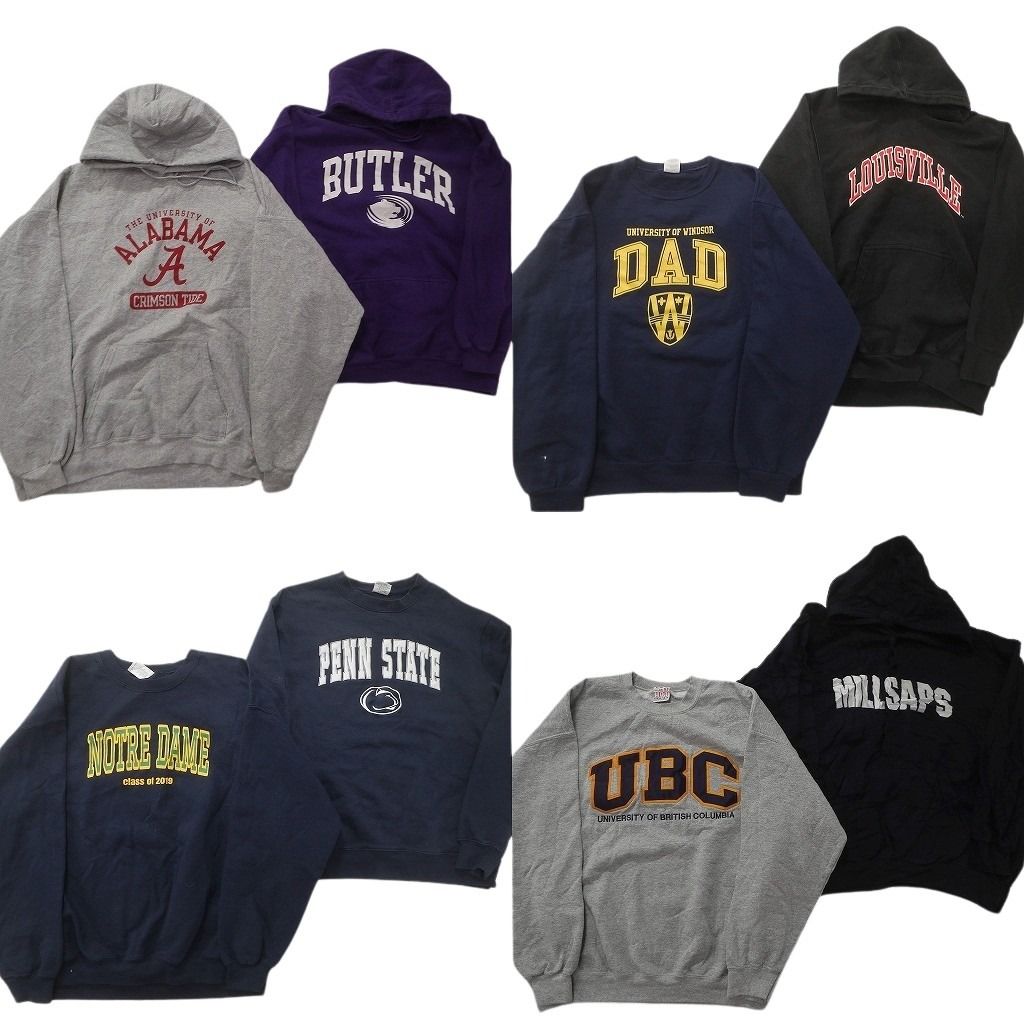 古着卸 カレッジ風 スウェット セット メンズ L XL アーチロゴ フーディー クルーネック 古着 ND 0840