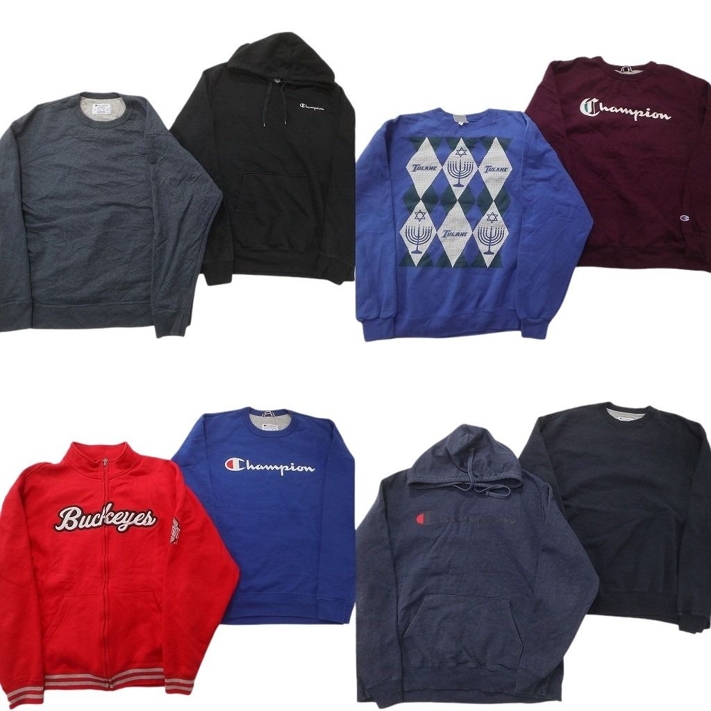 古着卸 チャンピオン Champion スウェット セット メンズ XL フーディー フルジップ クルーネック 古着 ND 0834