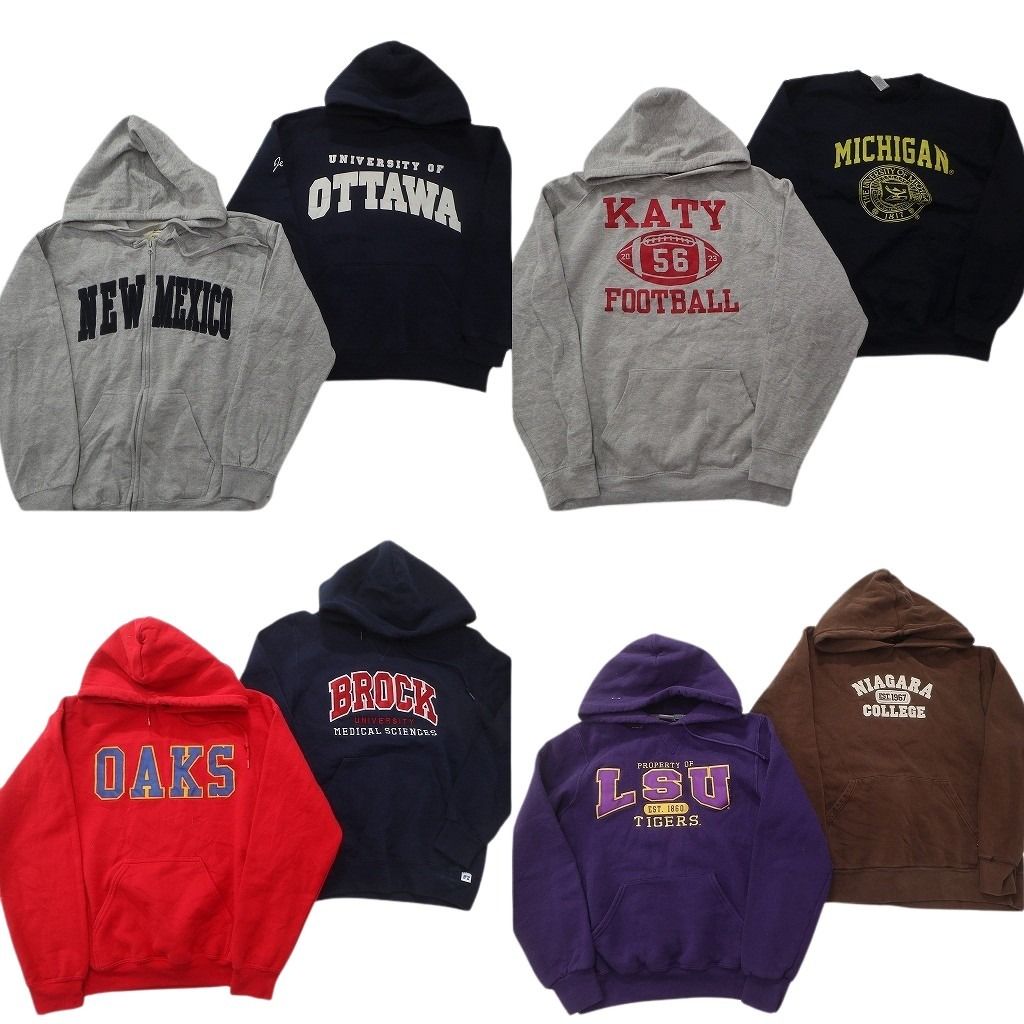 古着卸 カレッジ風 スウェット セット メンズ S ジップパーカー フーディー LSU 三段ロゴ 古着 ND 0833