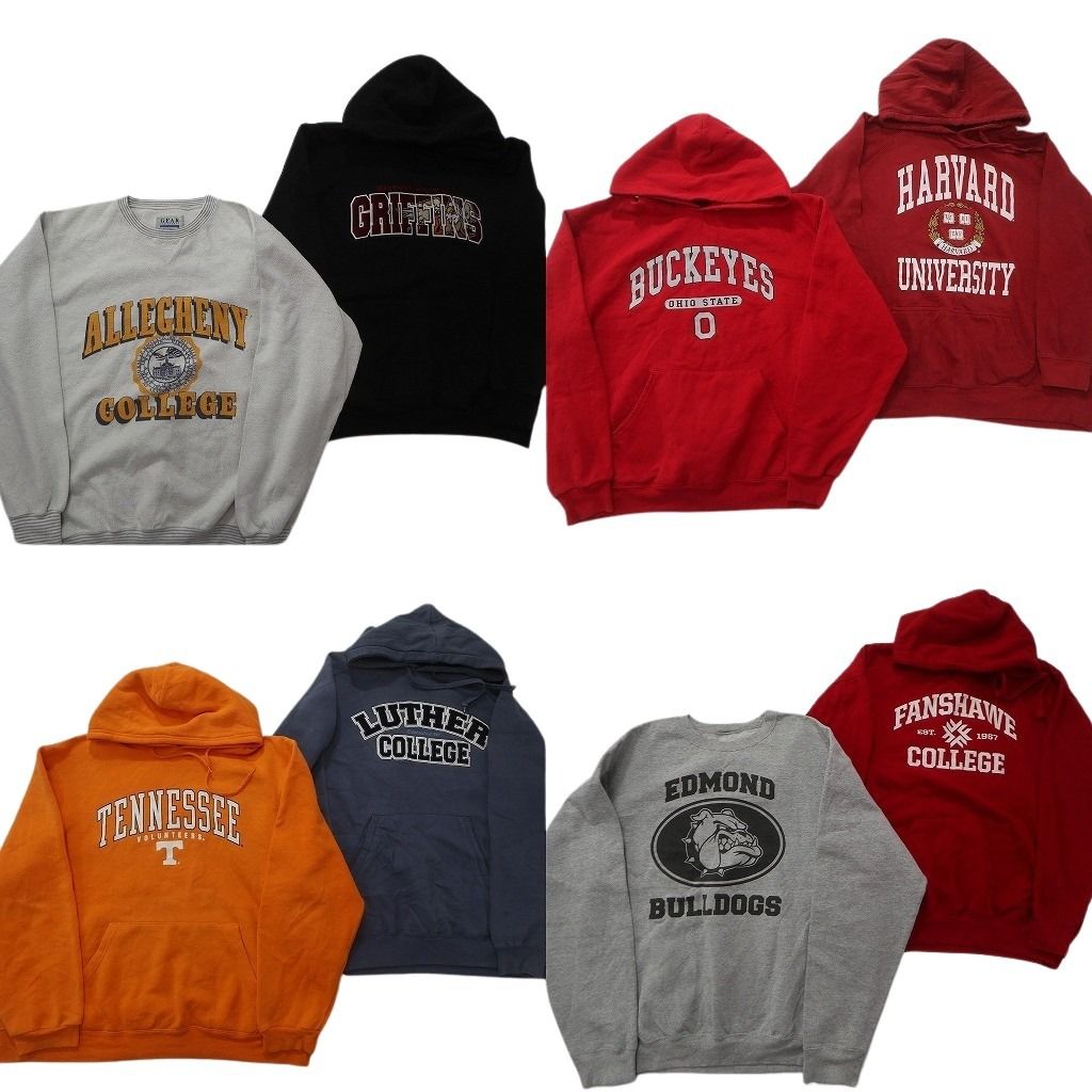 古着卸 カレッジ風 スウェット セット メンズ L フーディー 三段ロゴ アーチロゴ クルーネック 古着 ND 0831