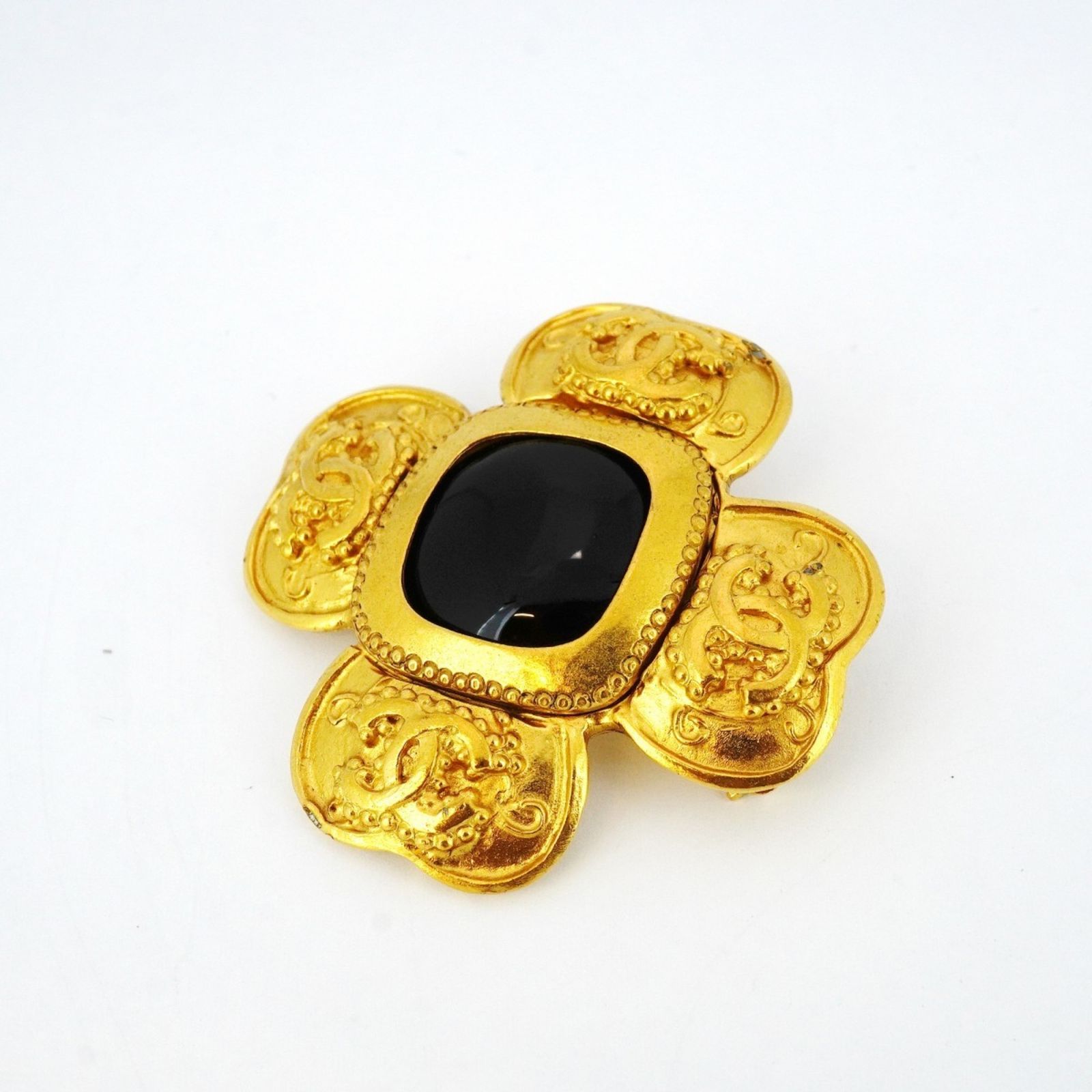 シャネル Chanel ブローチ ココマーク GPメッキ ゴールド ブラックレディース