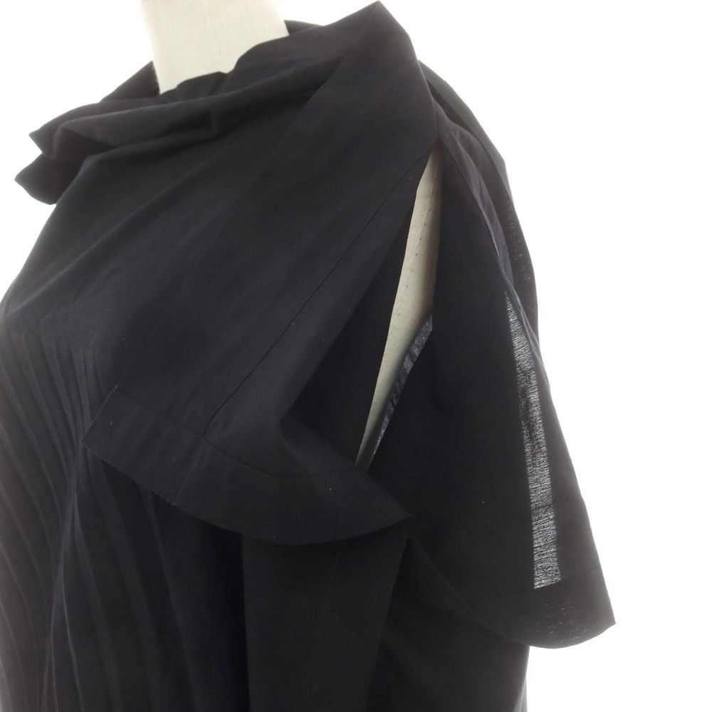 イッセイミヤケ ISSEY MIYAKE 春夏 プリーツ加工 ワンピース ブラック サイズ表記なし L位 レディース