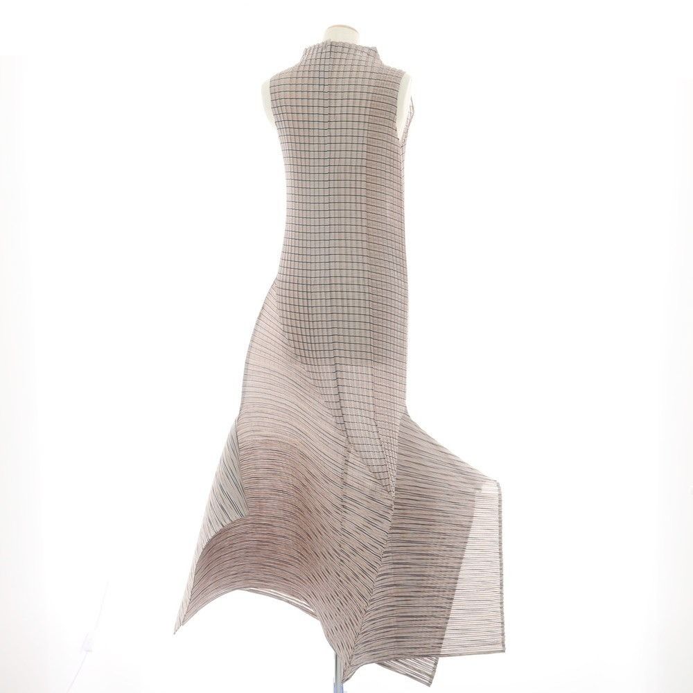 イッセイミヤケ ISSEY MIYAKE 秋冬 ワンピース ブラウンxグレー サイズ表記なし L位 レディース