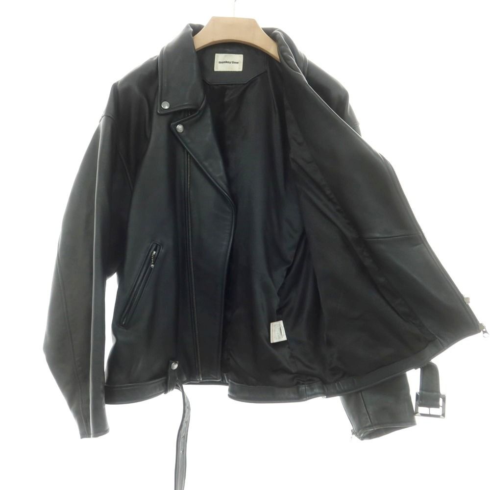 モンキータイム レザージャケット 羊革 XL monkey timeラムレザー 中古】モンキータイム MONKEY TIME ラムレザー ライダースジャケット
