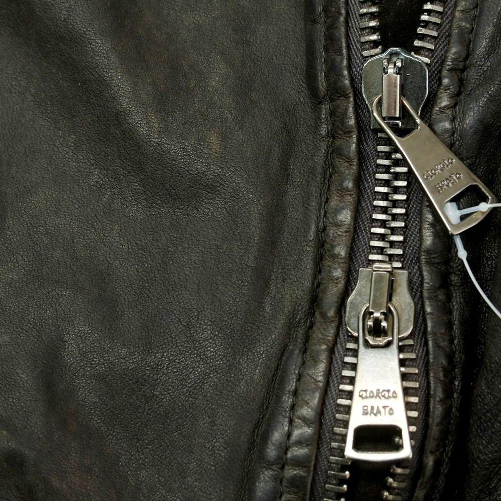 GIORGIO BRATO ラムレザー アンティーク レザージャケット　40 L GIORGIO BRATO - 23AW 新品 GIORGIO BRATO ラムレザーボンバー