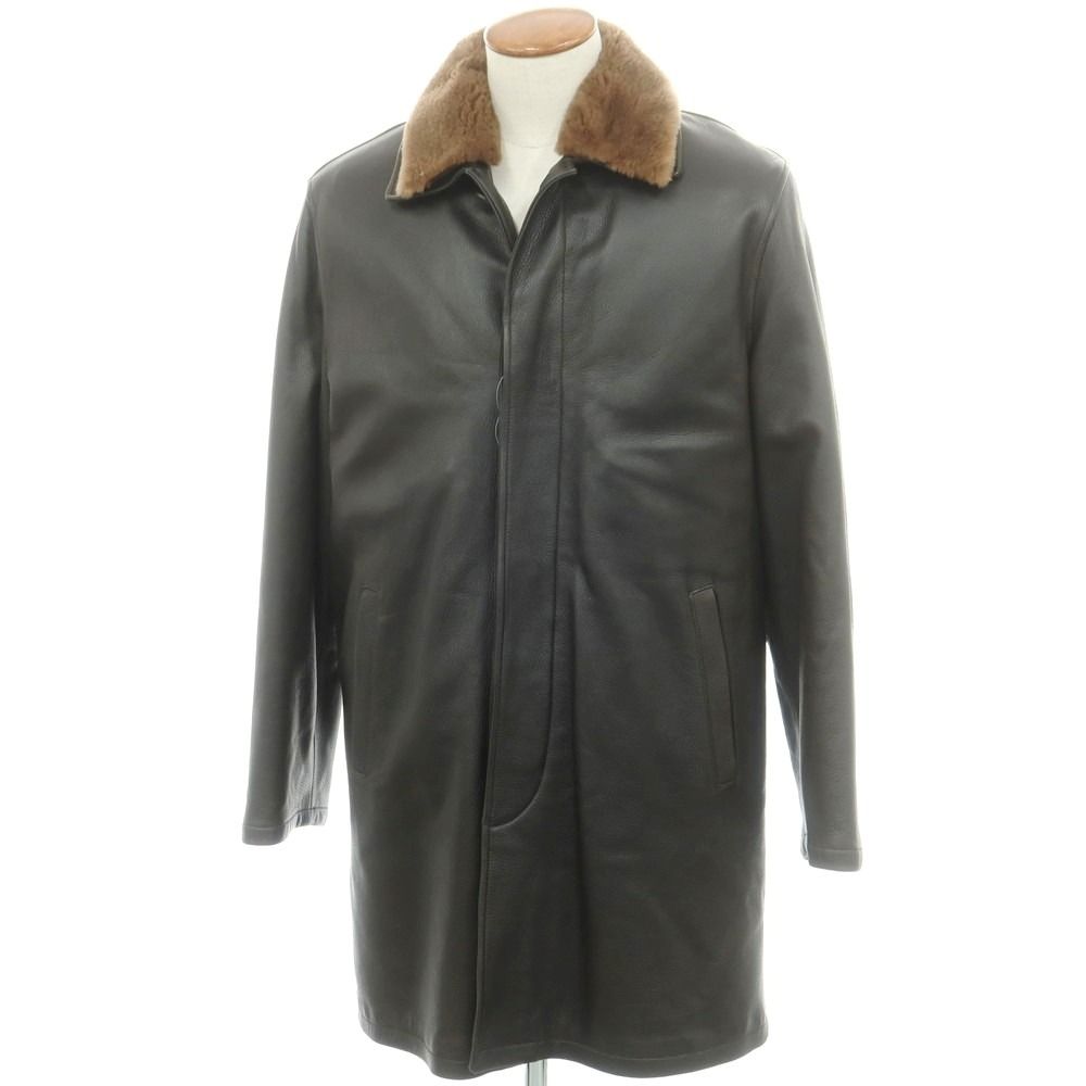 【中古】ロンギ LONGHI BARNEYS NEW YORK別注 レザー ステンカラーコート ダークブラウン【サイズ48】【メンズ】 中古】ロンギ LONGHI BARNEYS NEW YORK別注 レザー ステンカラーコート