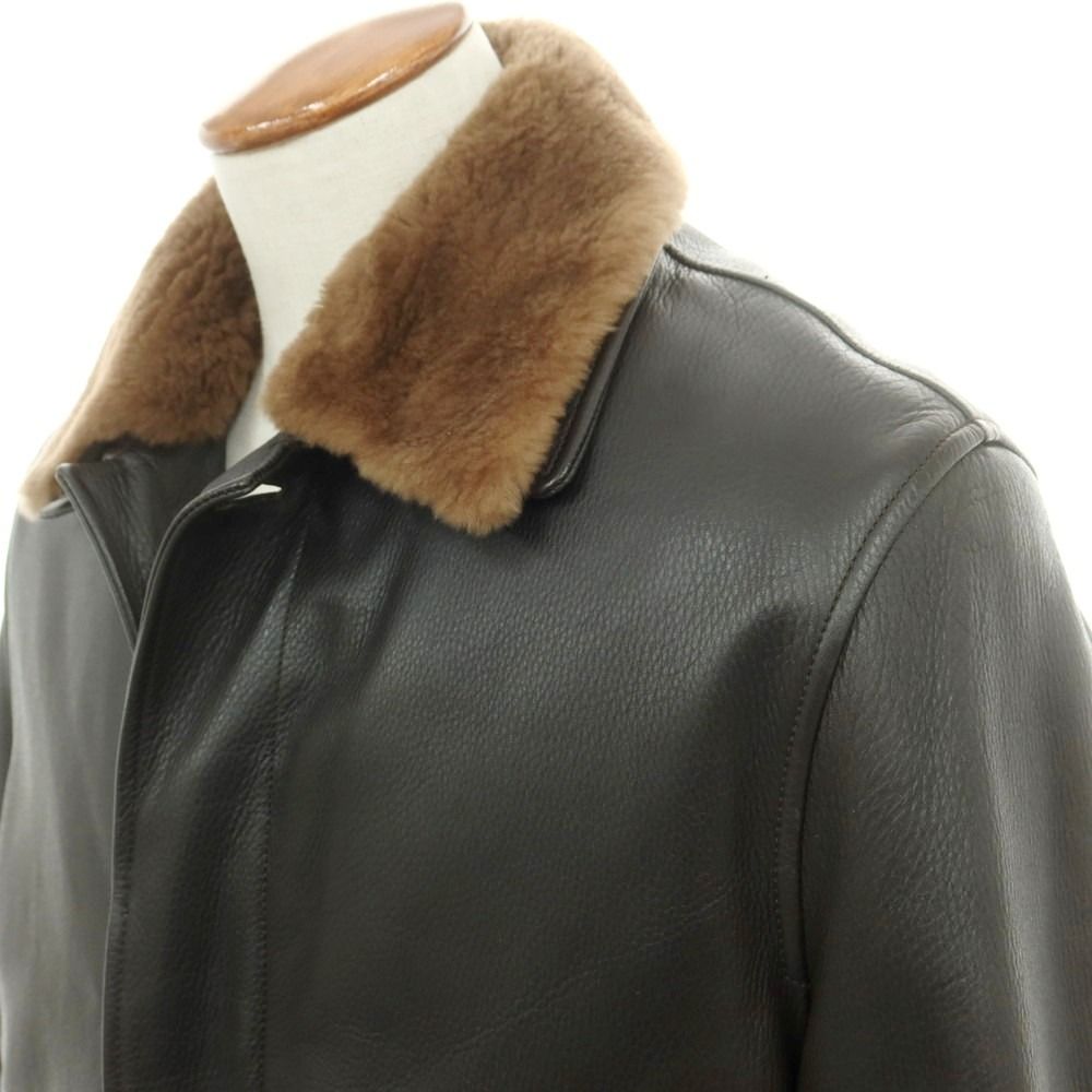 中古】ロンギ LONGHI BARNEYS NEW YORK別注 レザー ステンカラーコート