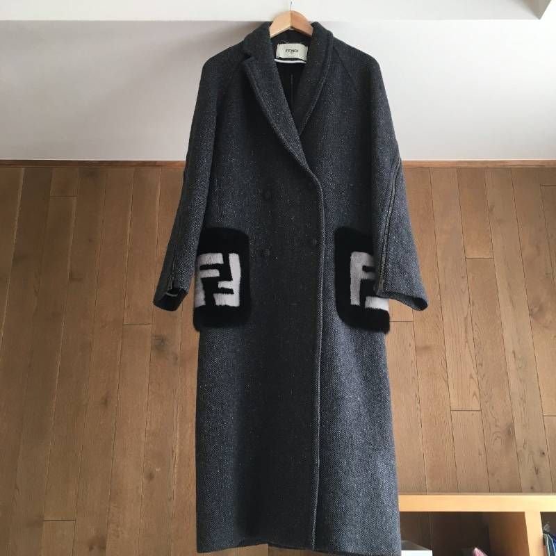 極美品 フェンディ FENDI FF8692 FFロゴミンクファー メランジ