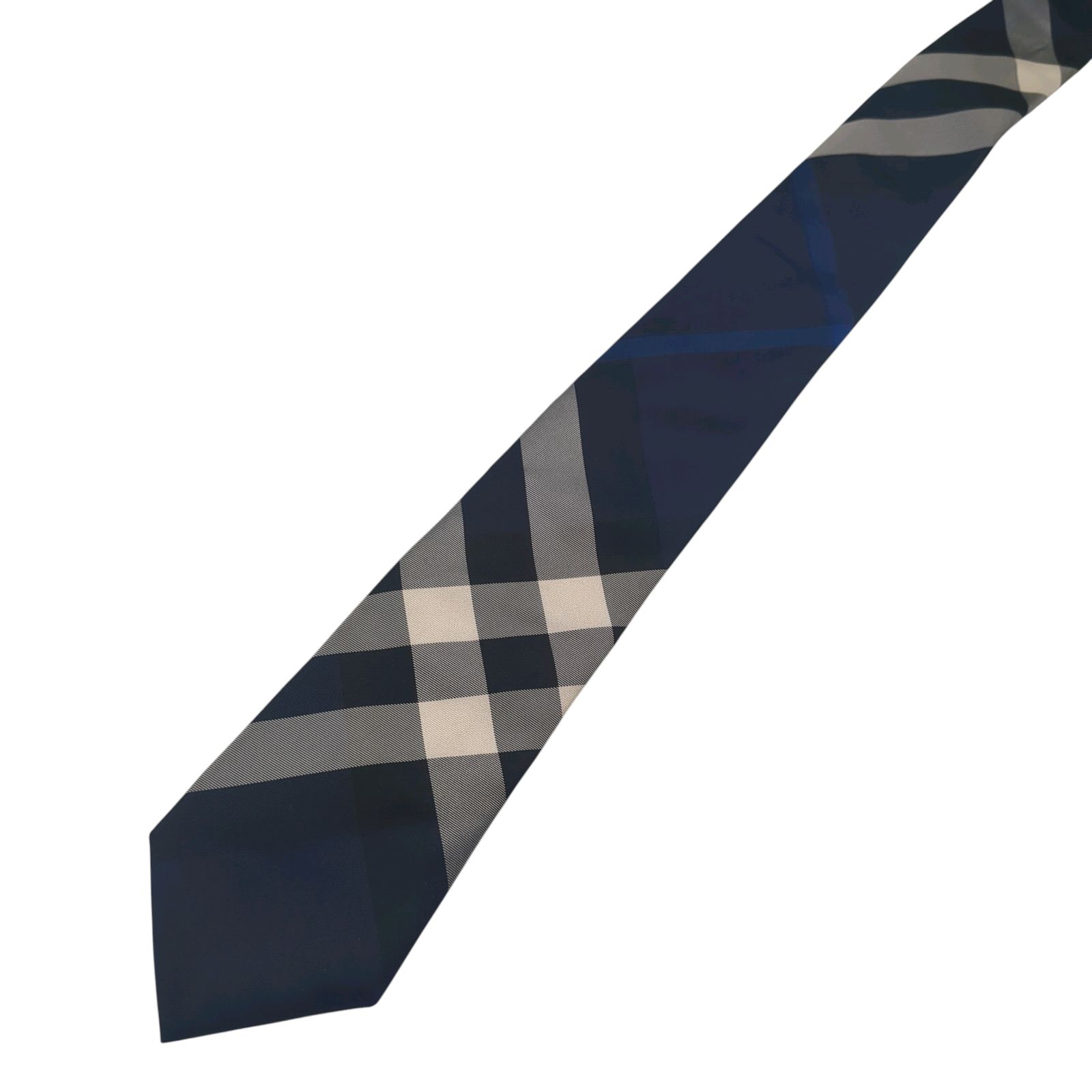 未使用級　バーバリー　ネクタイ　ノバチェック　メガチェック　ネイビー 未使用級 バーバリー ネクタイ ノバチェック メガチェック ネイビー 未