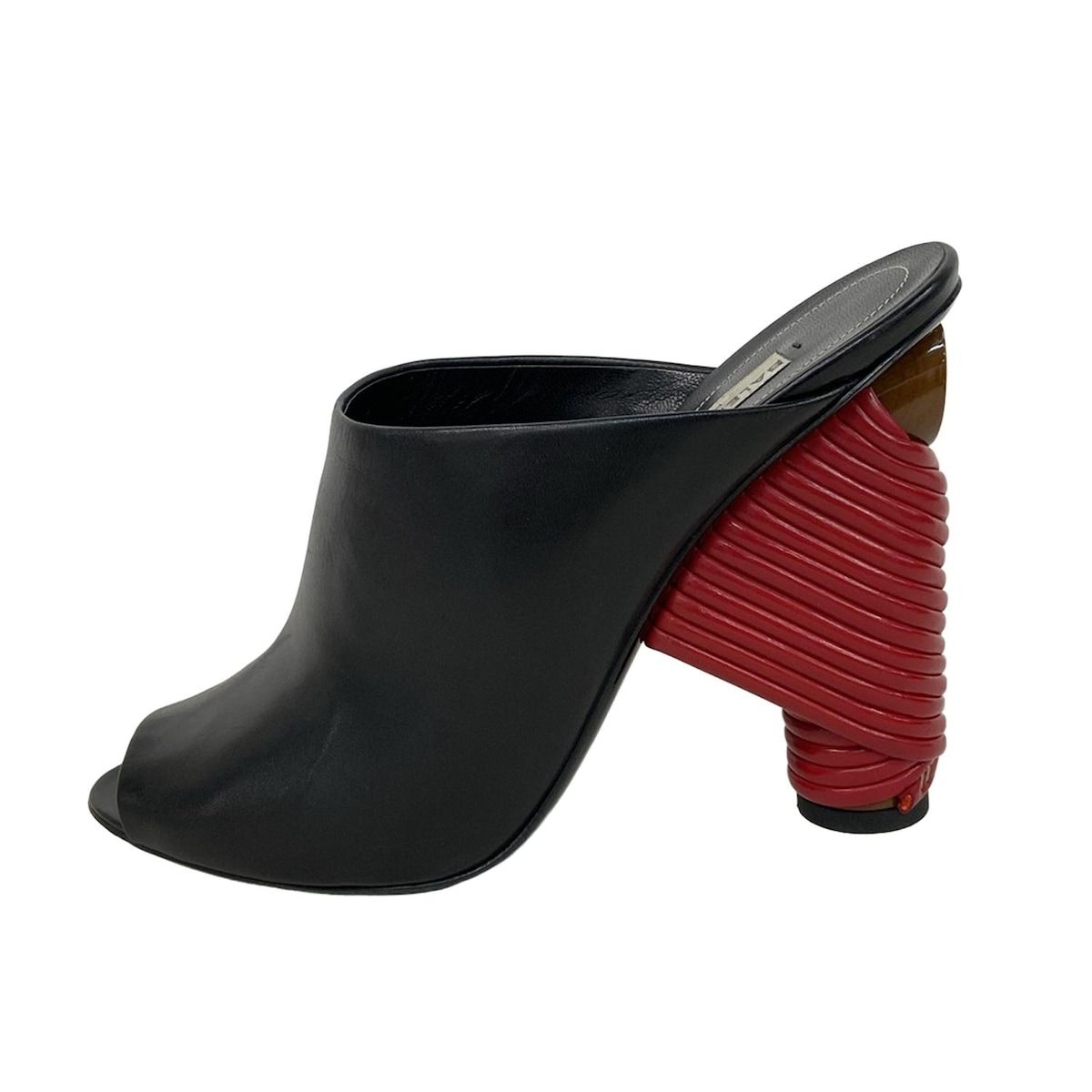 バレンシアガ ミュール 39 - 黒×レッド レザー