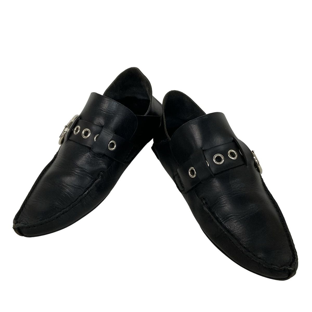 LOEWE ロエベ シューズ 36 レディース バブーシュー 453.29.401 黒 内側ボア レザー