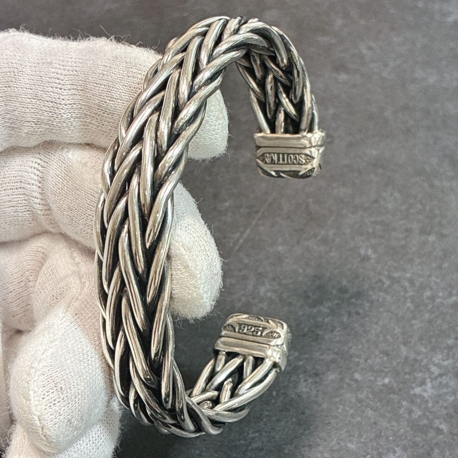 激 太 SCOTT KAY スコットケイ 編み込み バングル 19号 シルバー 925