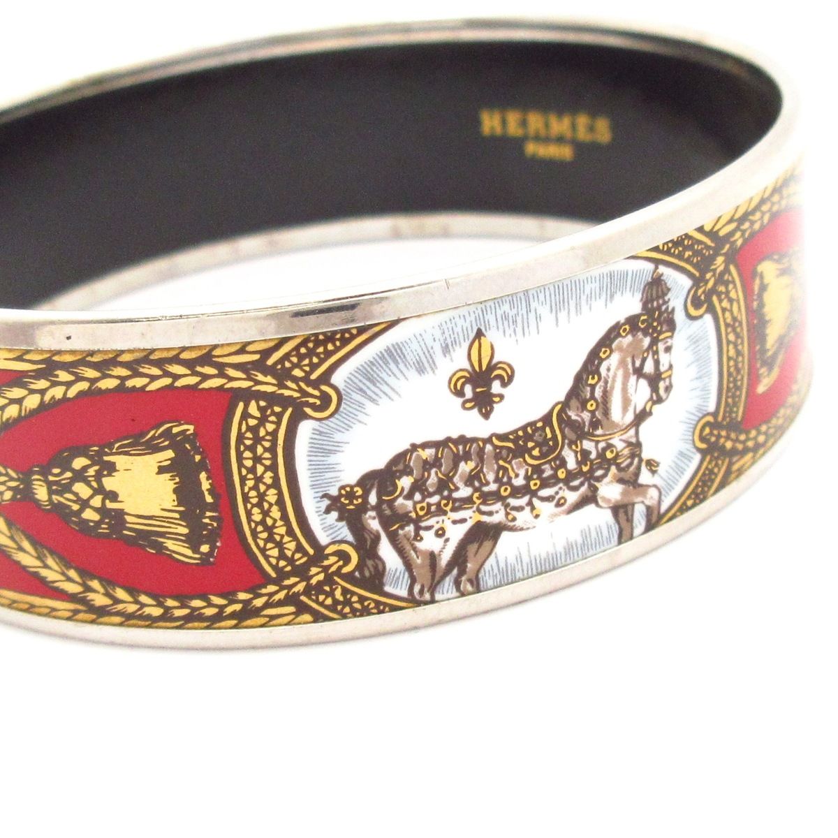 ✨HERMES✨エルメス✨ブレスレット✨エマイユ✨シルバー/赤✨箱・付属品付き✨ HERMES - エルメス ブレスレット エマイユ 鳥 GM バングル 箱の通販 by