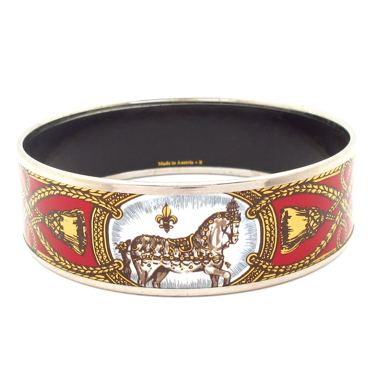 HERMES(エルメス) バングル エマイユ シルバー×レッド×マルチ 馬