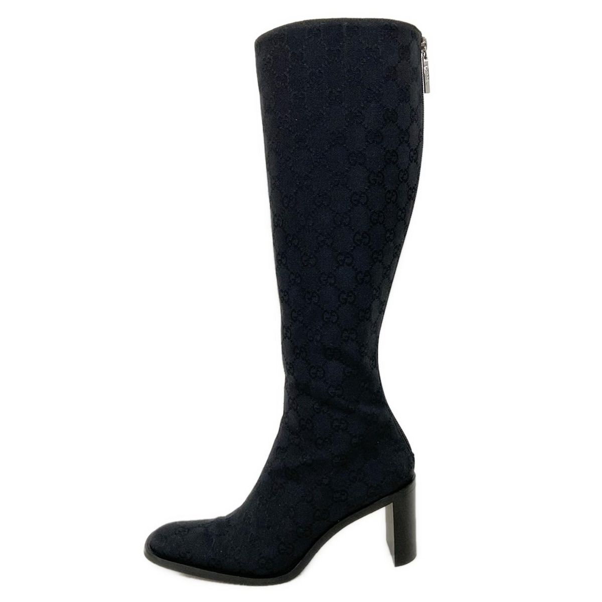 GUCCI グッチ ロングブーツ 37 C レディース GG柄 黒