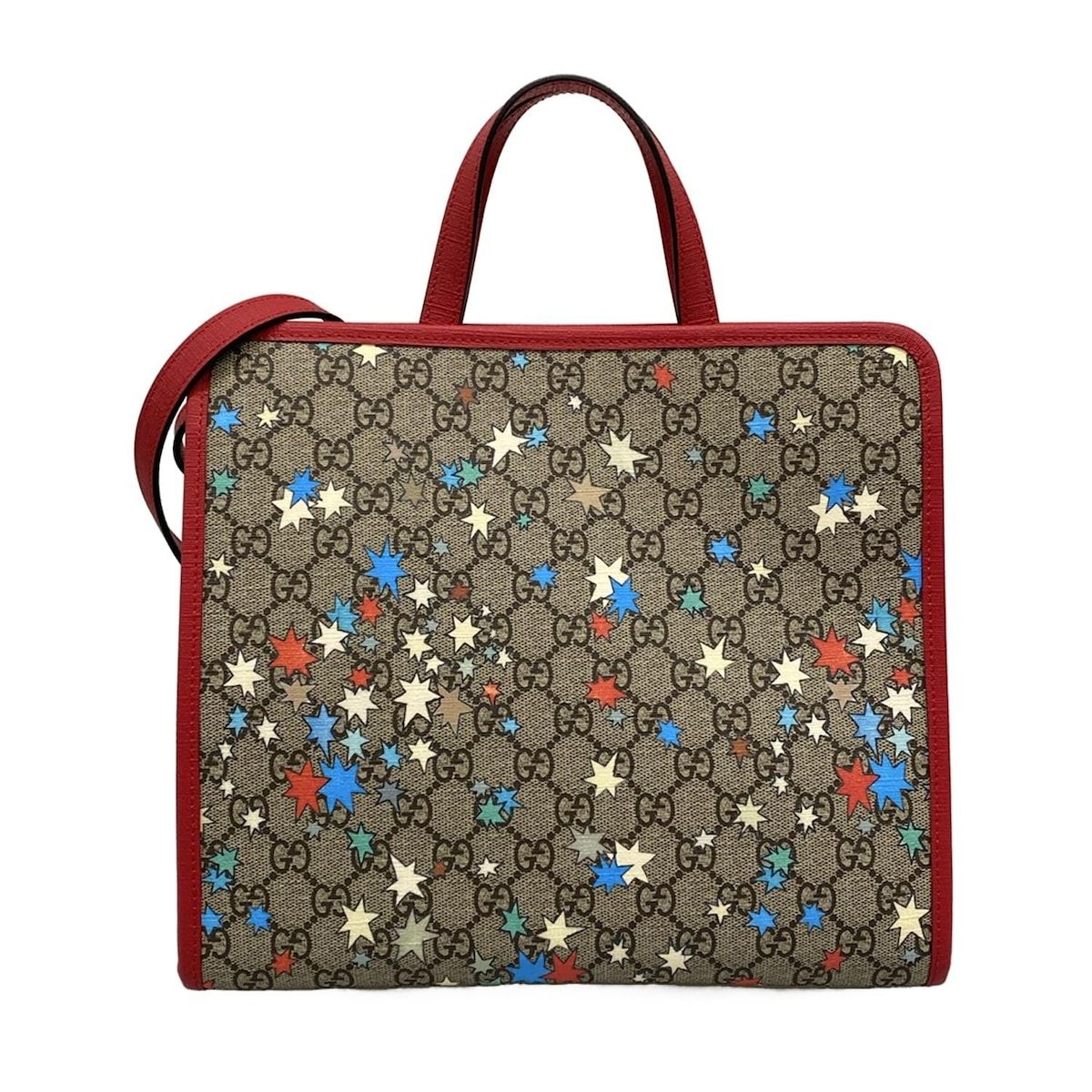 GUCCI(グッチ) トートバッグ美品 GGスプリーム 612992 ブラウン×レッド 