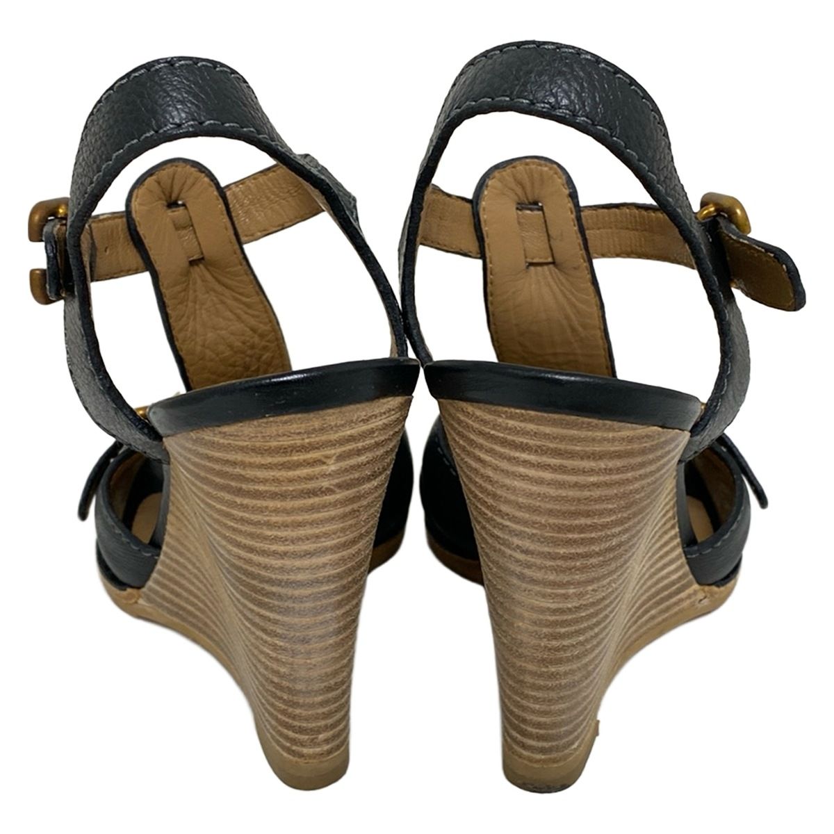 Chloe(クロエ) サンダル 38 レディース - 黒 ウェッジソール/アウト