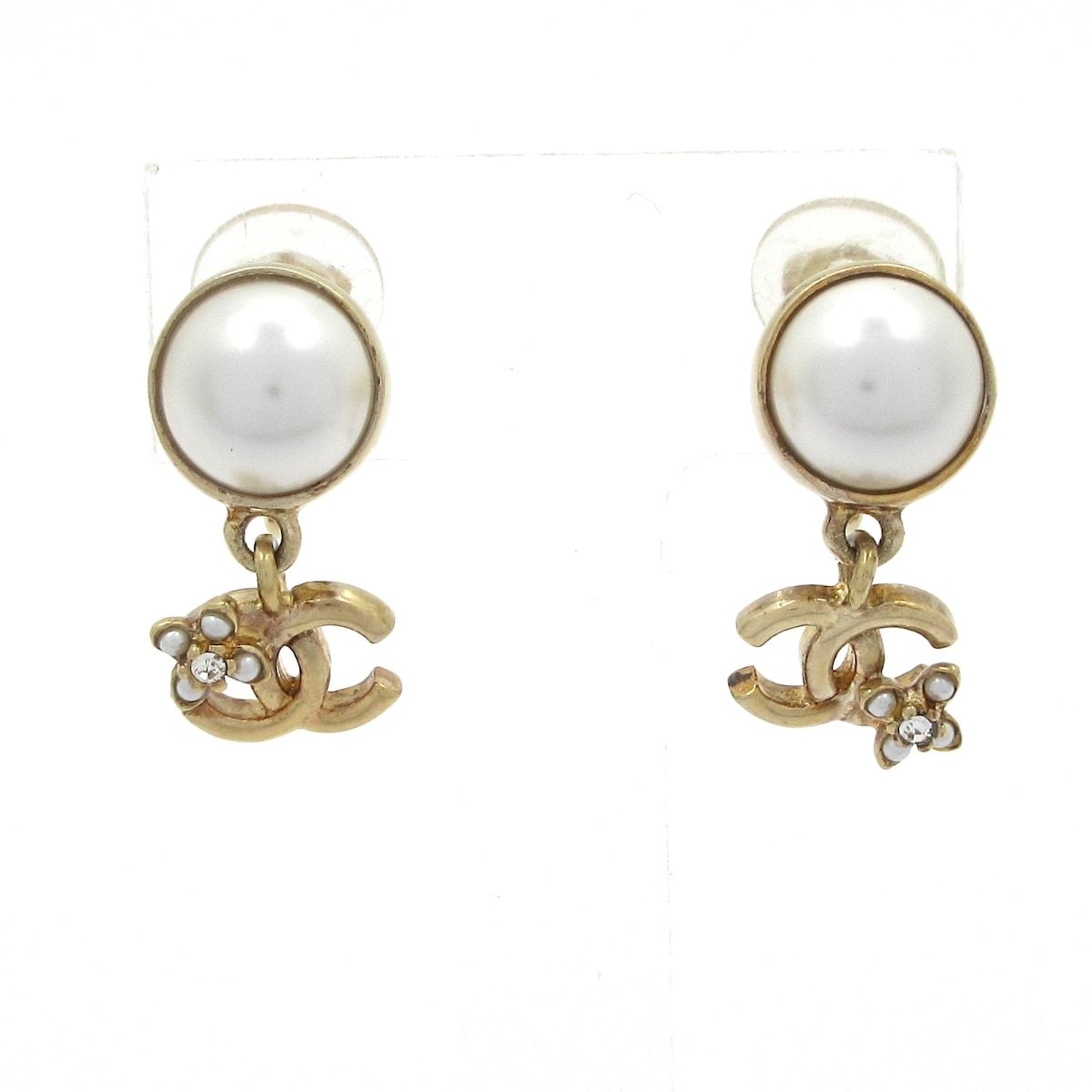 CHANEL シャネル イヤリング ゴールド×白×クリア ココマーク