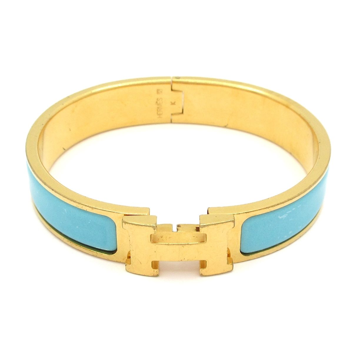 HERMES(エルメス) バングル クリックH ゴールド×ライトブルー - メルカリ