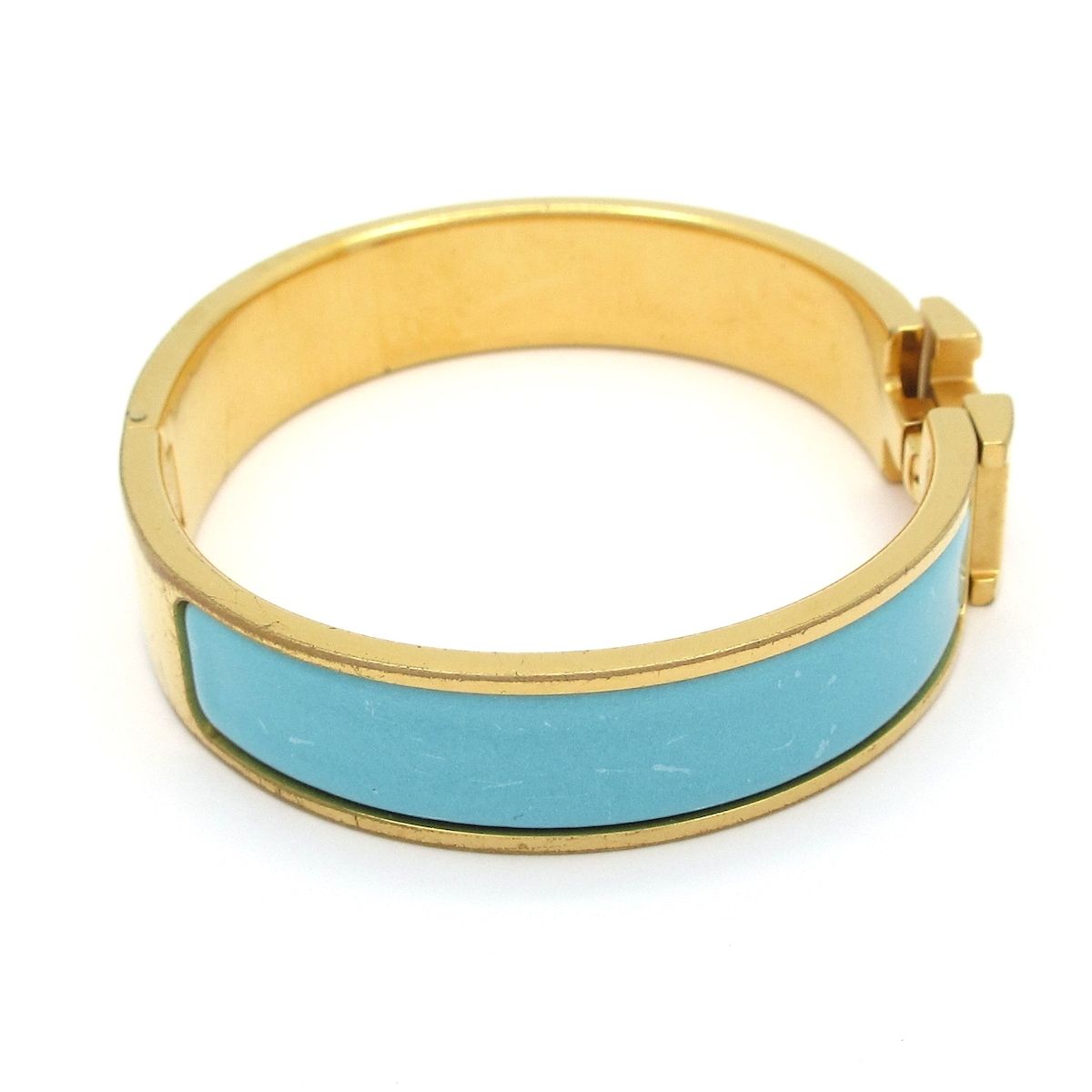 HERMES エルメス バングル クリックH ゴールド ライトブルー