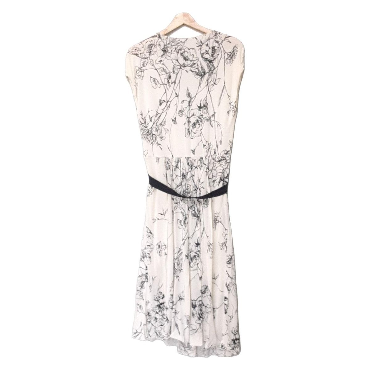 Max Mara STUDIO マックスマーラスタジオ ワンピース サイズM レディース - 白×黒 半袖 ひざ丈 花柄
