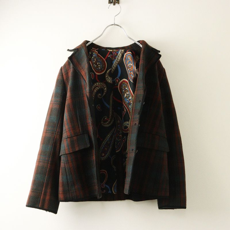 美品 2021年 ロイスクレヨン Lois CRAYON ブレード装飾 ウールチェック