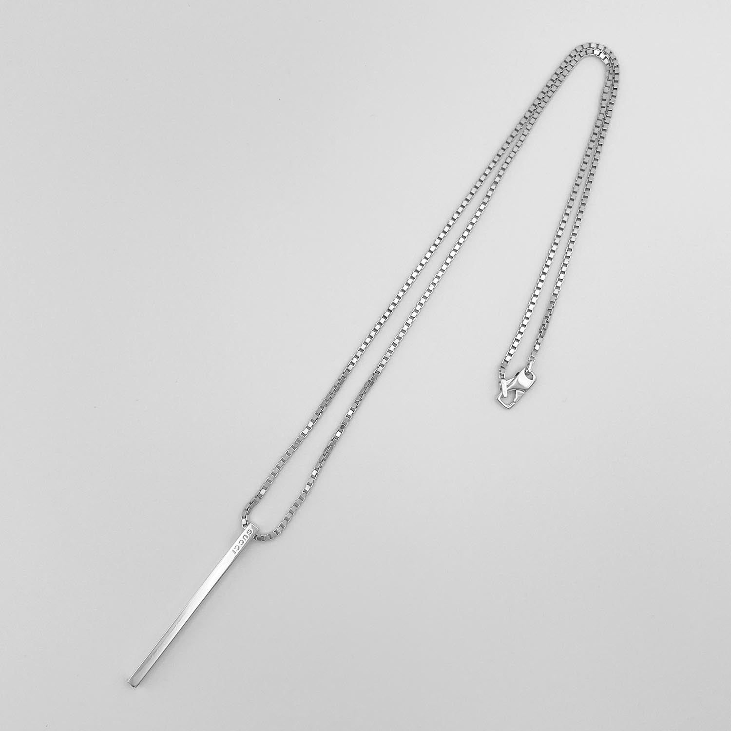 GUCCI グッチ 55cm バー ネックレス ペンダント ロゴ ベネチアン