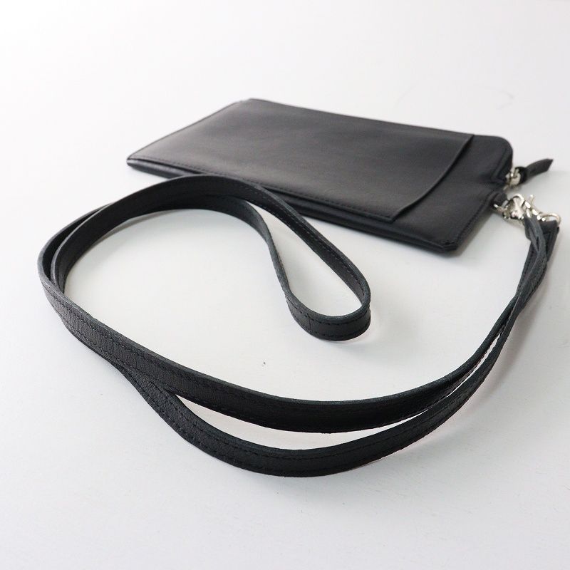 美品 アーツ＆サイエンス ARTS&amp;SCIENCE Longstrap phonepouch＼ブラック カウレザー  牛革【2400014727203】 美品 アーツ＆サイエンス ARTS&SCIENCE Longstrap phonepouch