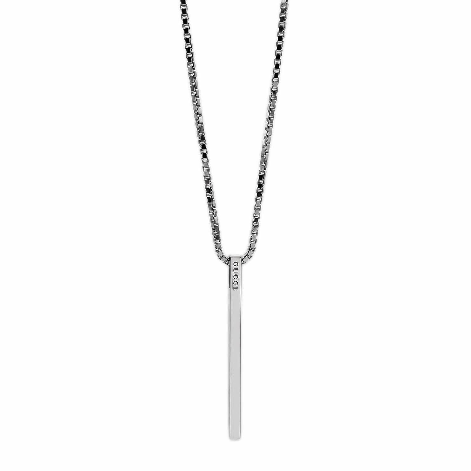 【美品】GUCCI ベネチア チェーン ネックレス ペンダント SV925 GUCCI グッチ 55cm バー ネックレス ペンダント ロゴ ベネチアン