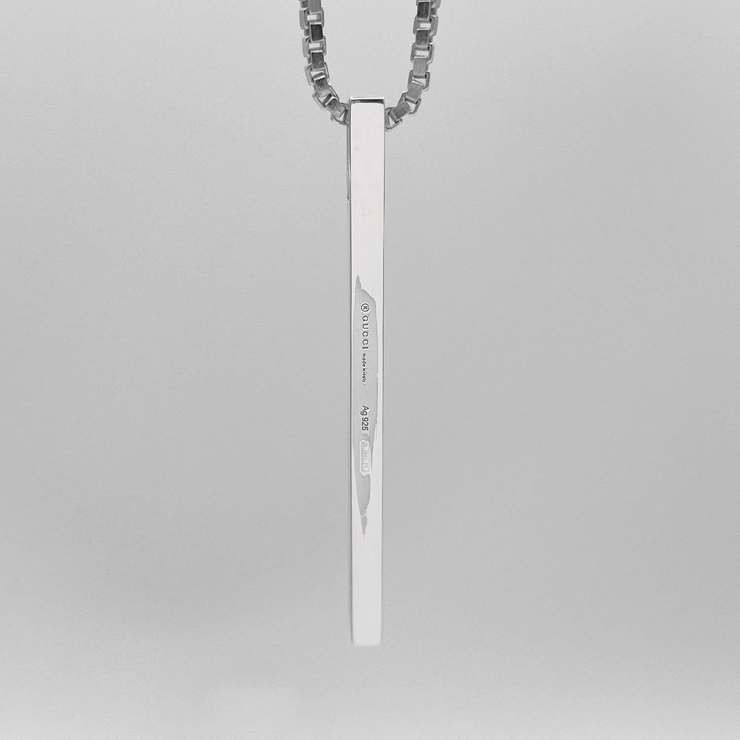 GUCCI グッチ 55cm バー ネックレス ペンダント ロゴ ベネチアン