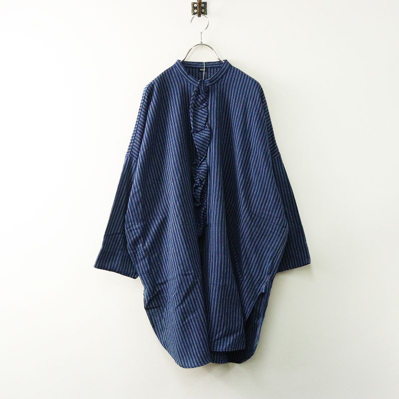 定価4 1万 45 R rpm フォーティファイブアール ONEONE いろいろインドのフリルチュニック 藍 インディゴ