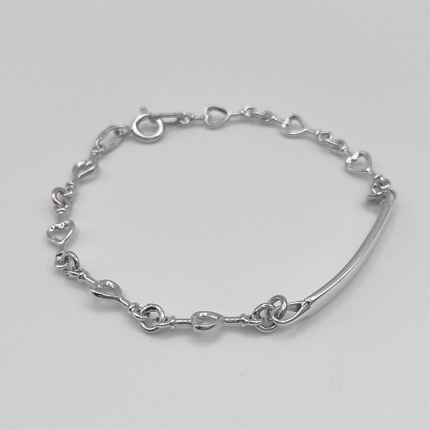 Tiffany-Co. ティファニー 17.5 cm ハートリンクチェーン IDブレスレット バングル ヴィンテージ SV 925 仕上済