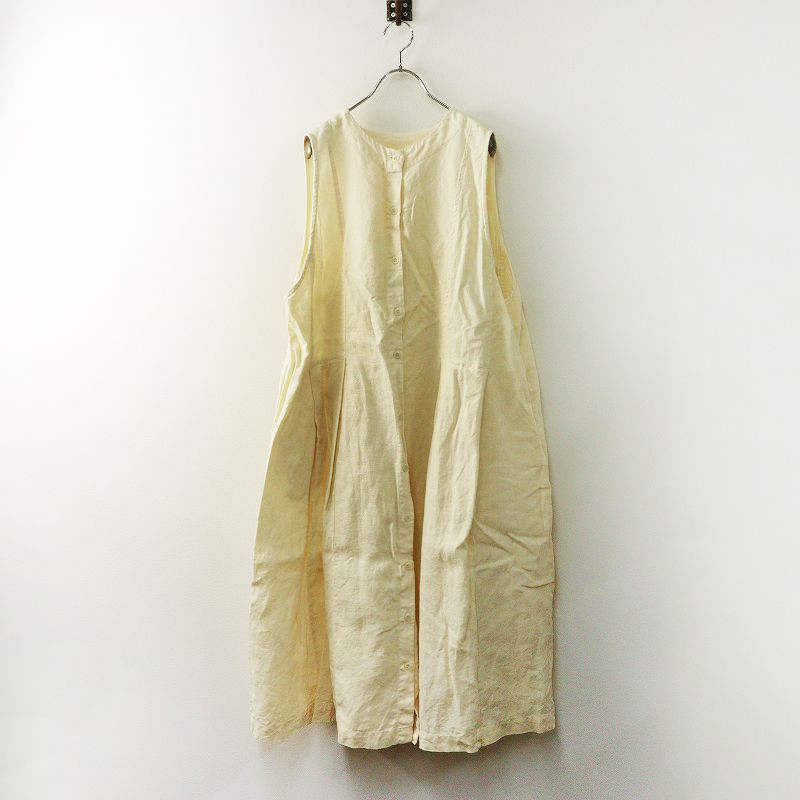 2025 AW ネストローブ nest Robe 起毛リネン テントラインワンピース F‖アイボリー ドレス ロング フ タック