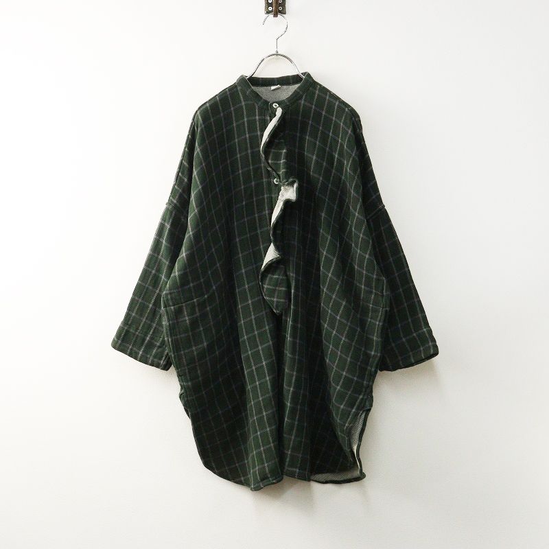 定価3 6万 45 R rpm フォーティファイブアール ONEONE いろいろインドネルのフリルチュニック ダークグリーン