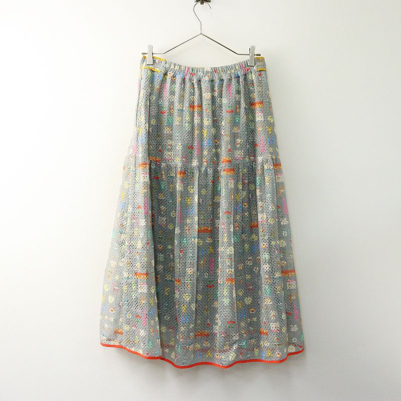 シリーズ フランシュリッペ franche lippee ミニチュアコレクタースカート M グレー 総柄 ロング丈 ボリューム