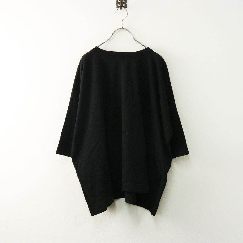 45 R rpm フォーティファイブアール 天竺のビッグスリットTシャツ ブラック オーストラリアコットン カットソー