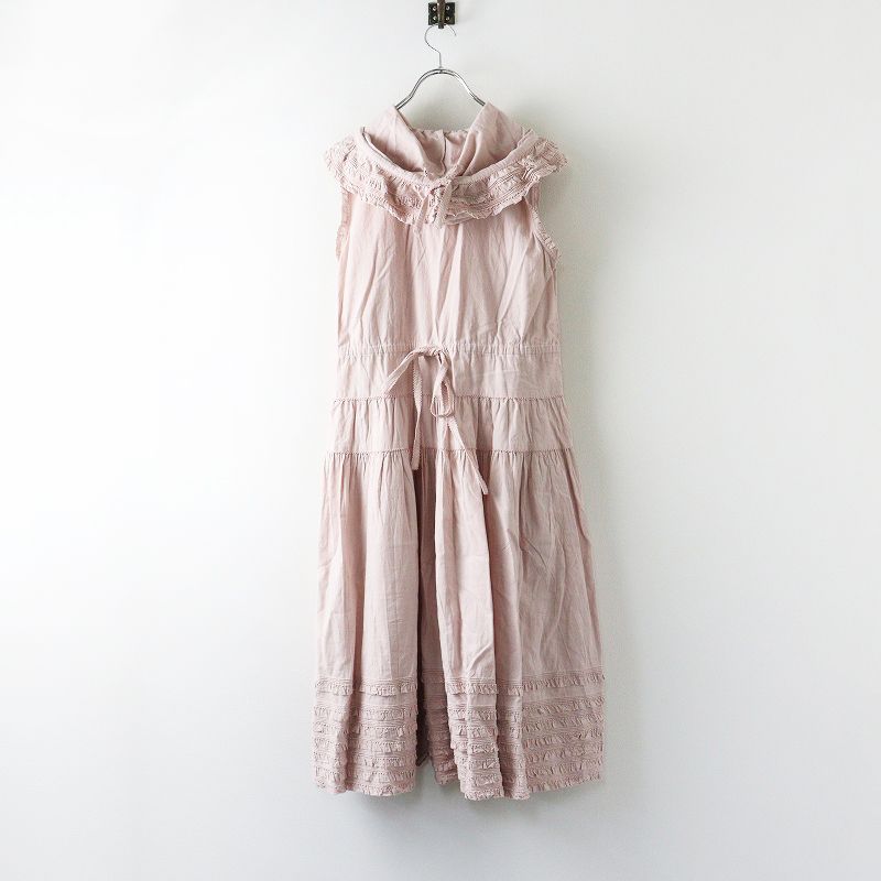 定価6.3万 2025 AW ピンクハウス PINK HOUSE フード付きノースリーブワンピース ピンク┃ピコフリル