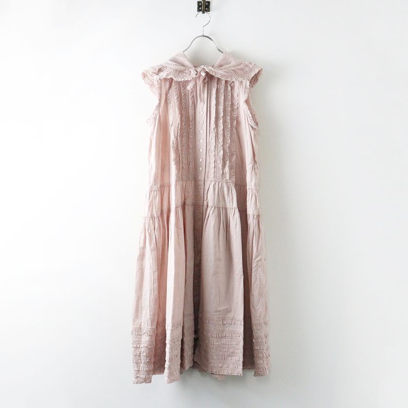 定価6 3万 2025 AW ピンクハウス PINK HOUSE フード付きノースリーブワンピース ピンク┃ピコフリル