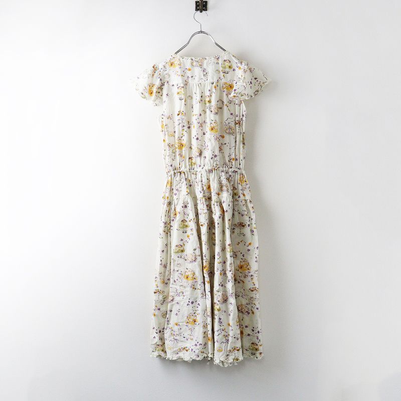 定価5.9万 2025 AW ピンクハウス PINK HOUSE フラワーゼリープリントミディワンピース シロ┃総柄ドレス