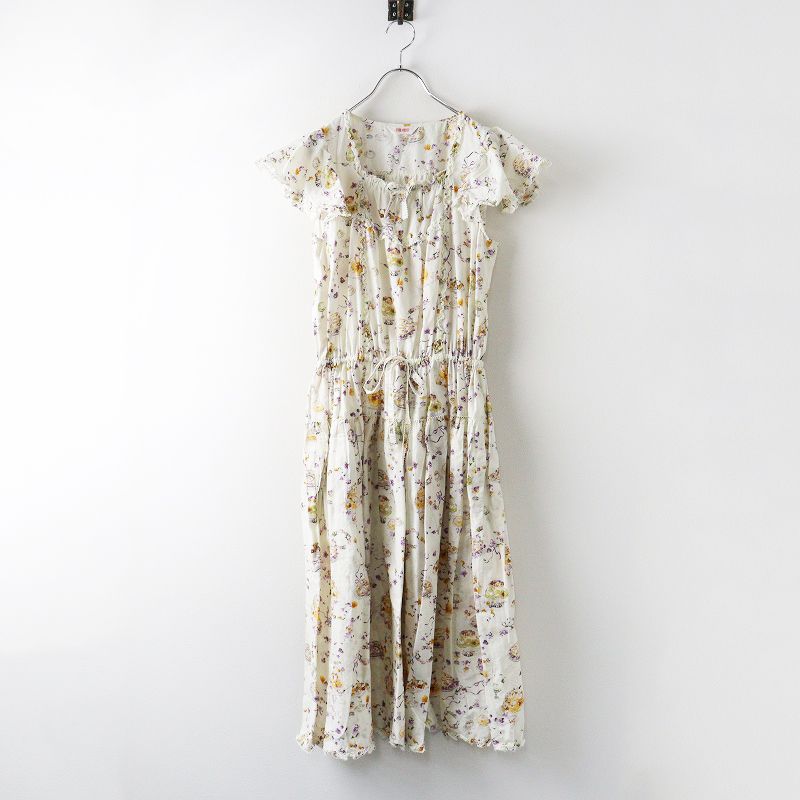 定価5 9万 2025 AW ピンクハウス PINK HOUSE フラワーゼリープリントミディワンピース シロ┃総柄ドレス