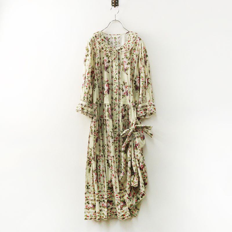 定価9.6万 2025 AW ピンクハウス PINK HOUSE Avonlea Roses アボンリーローズ ワンピース キナリ┃たくし上げ