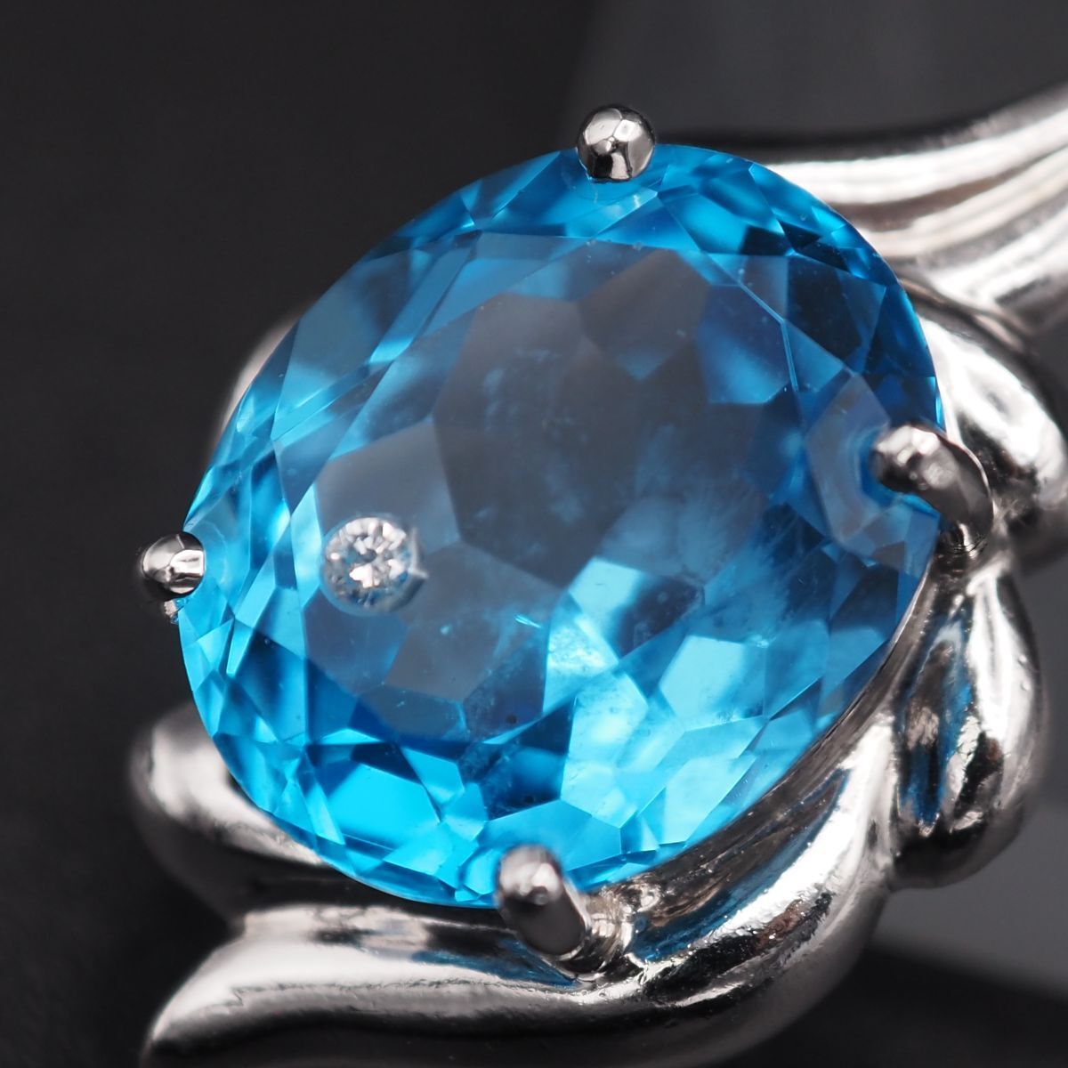  L 391 ブルートパーズ ダイヤモンド ペンダント トップ デザイン シルバー チャーム ヘッド 誕生石 チャーム アクセサリー