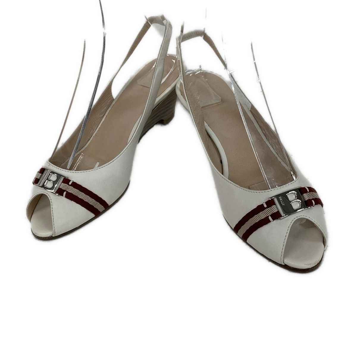 BALLY バリー サンダル 37 1 2 レディース - 白×ボルドー×ベージュ リボン レザー