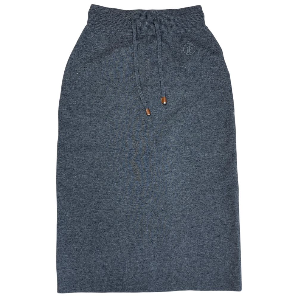 バーバリー 8045019 カシミヤスウェットスカート タイトスカート レザートリム 伸縮性あり グレー BURBERRY サイズXS レディース 上品 きれいめ