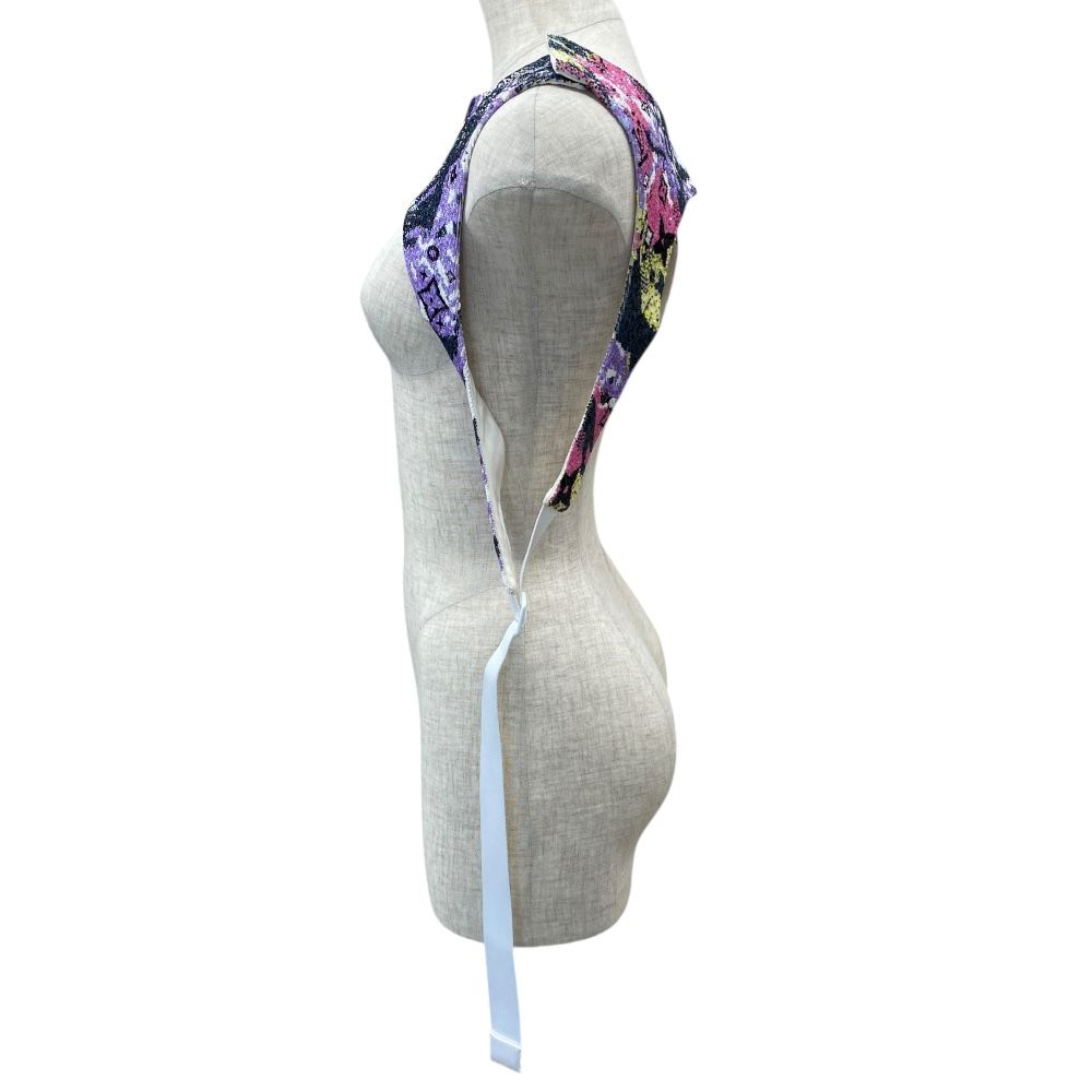 ルイヴィトン ハーネス ベスト トップス ビーズ LVモノグラム ジップポケット パープル×ピンク LOUIS VUITTON サイズL レディース 個性派 主役級 デザイン性