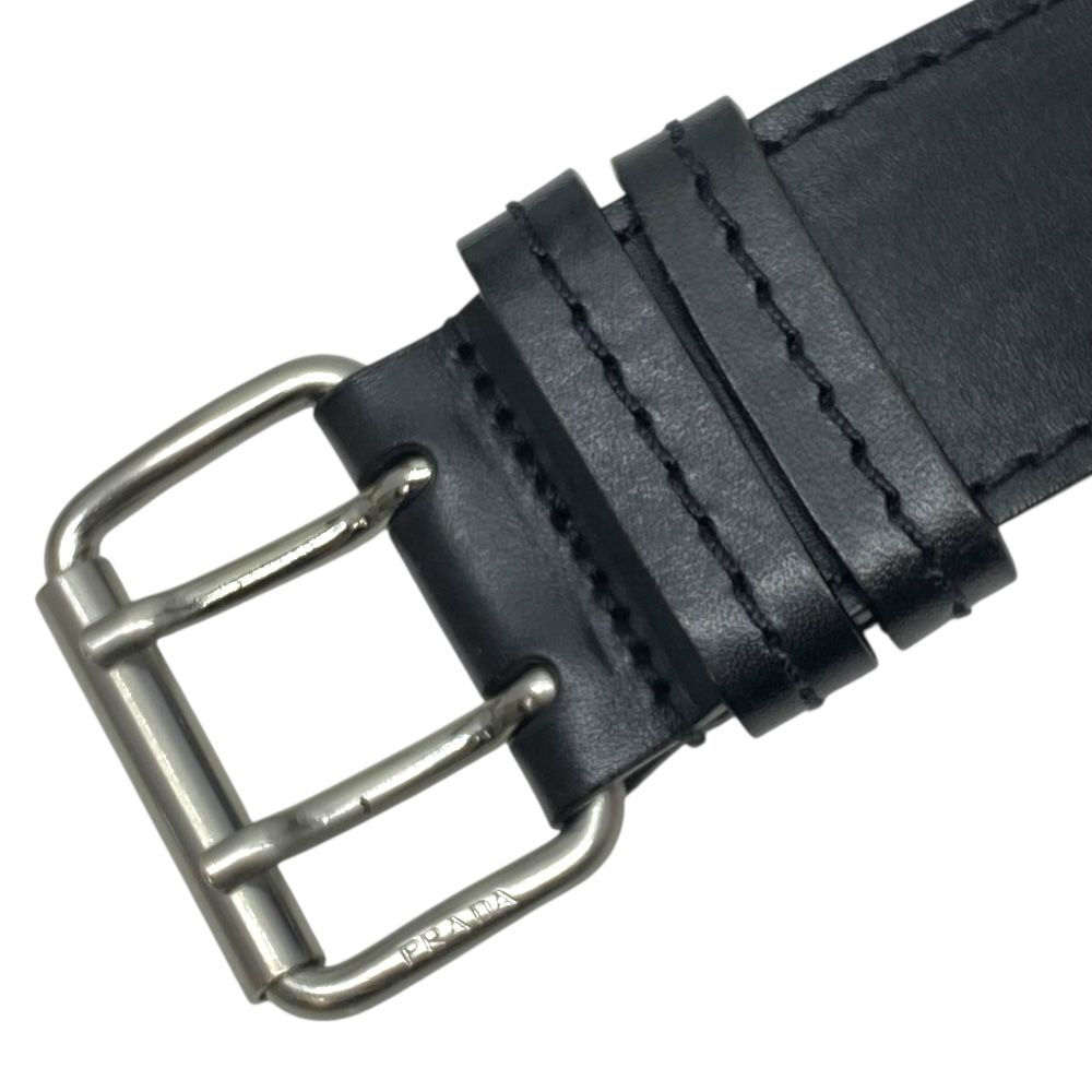 プラダ ベルト ダブルバックル レザー ブラック 黒 シルバー メンズ 2 C 1496 PRADA サイズ 80 32 上質 デイリー対応 洗練アクセント