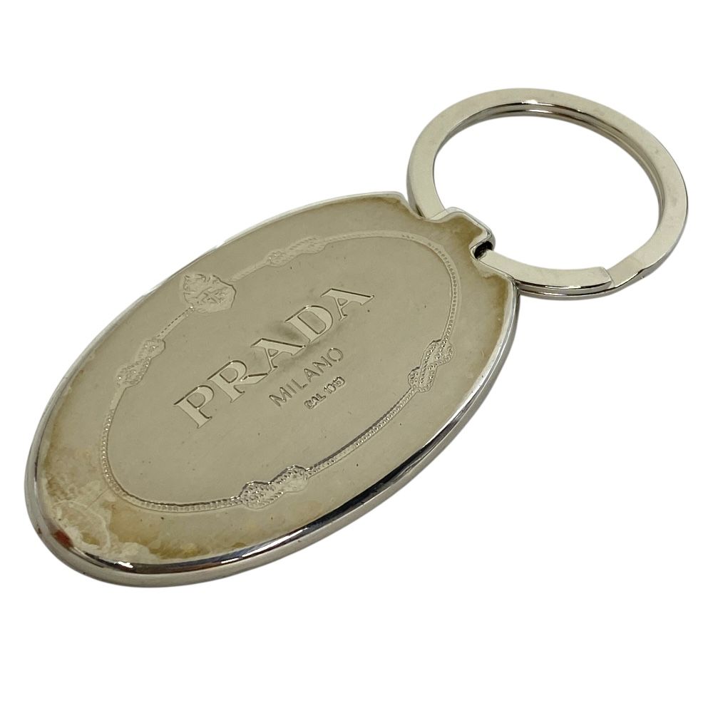 プラダ チャーム キーリング キーホルダー オーバル ロゴ メタル ポリッシュスチール シルバー 2 AP 277 PRADA 安心品質 ブランド保証 上質 洗練