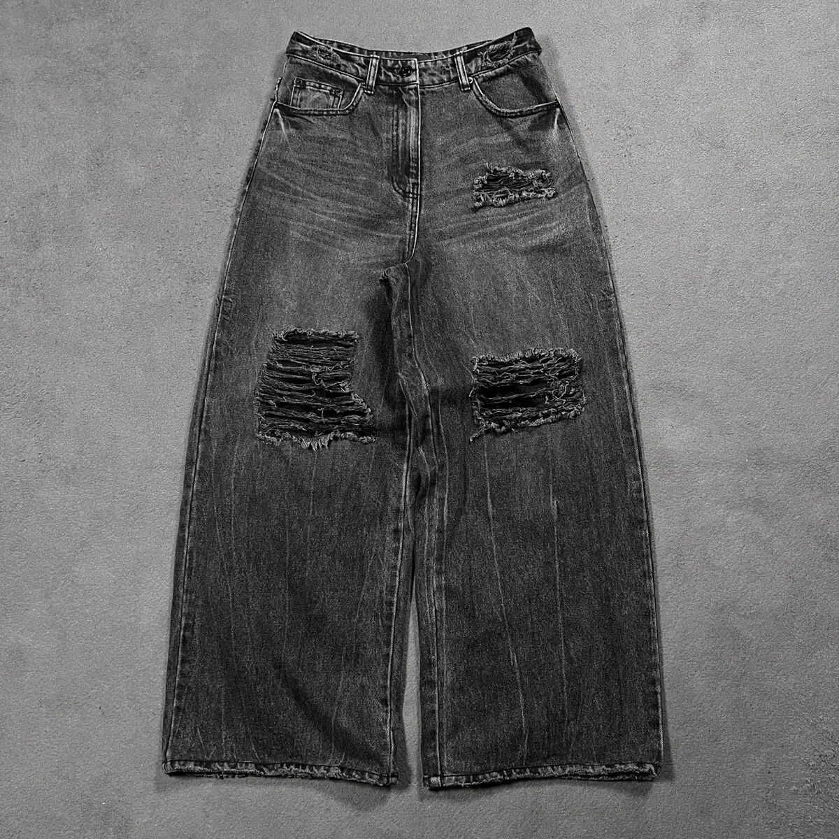 ジュンJEI ダメージ ワイド デニム パンツ