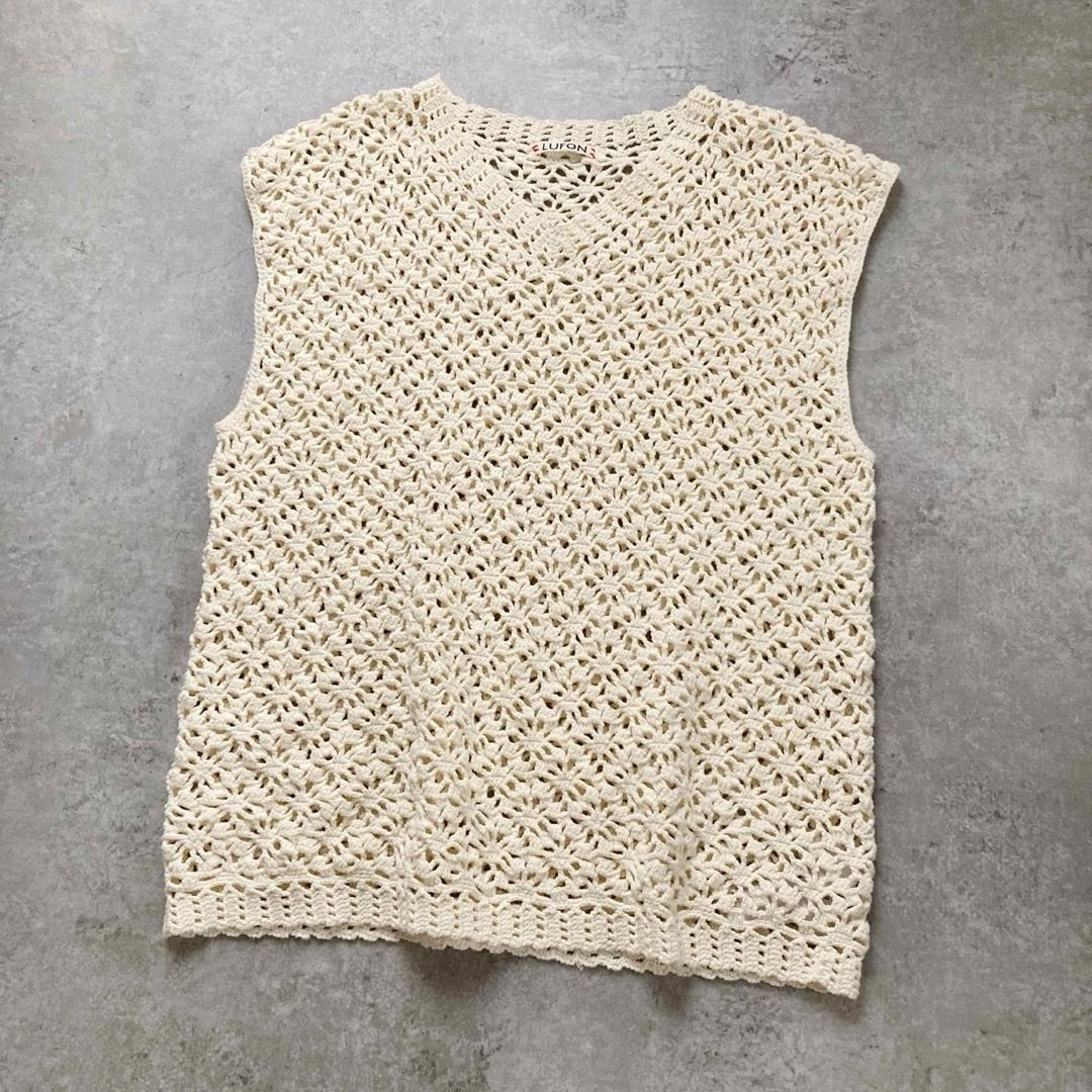 LUFON ルフォン CROCHET HAND KNIT VEST クロシェハンドニット ベスト アイボリー ユニセックス